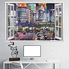 Інтер'єрна наклейка на стіну Вікно Токіо Oracal розмір 140х96 см