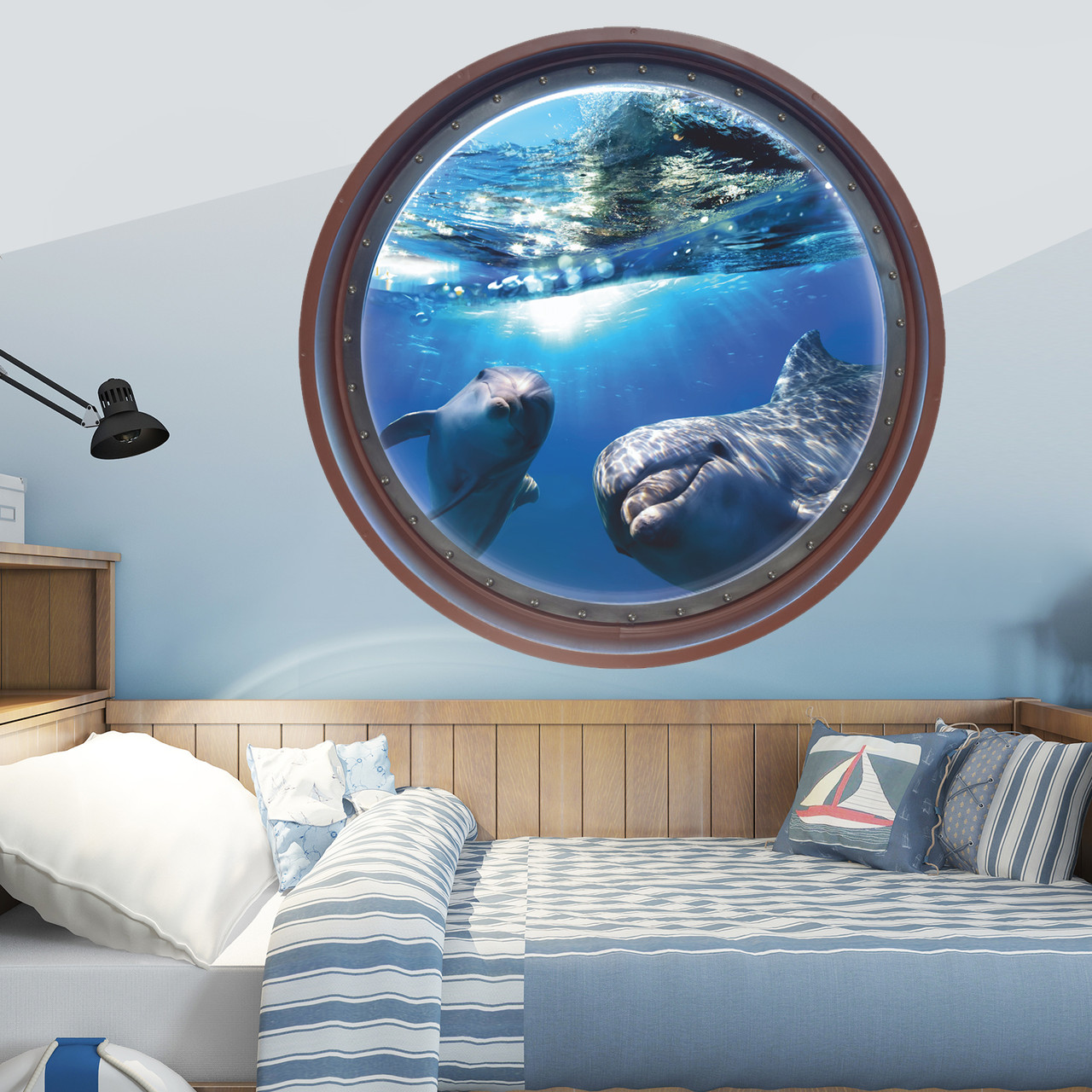 Інтер'єрна наклейка на стіну Дельфіни Oracal розмір 76х76см, фото 1