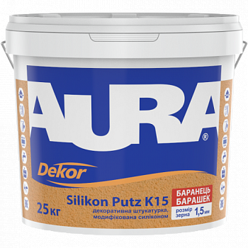 Фасадні штукатурки AURA Dekor Silikon Putz К15, 25 кг, силіконова фасадна штукатурка "баранець", зерно 1,5мм, фото 2
