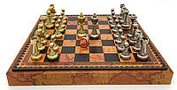 Шахматы шашки + нарды Italfama "Staunton"материал кожа размер 35*35 см Цвет коричневый