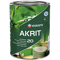 Eskaro Akrit 20, вологостійка фарба для стін, що миється, напівматова біла, 0,95л