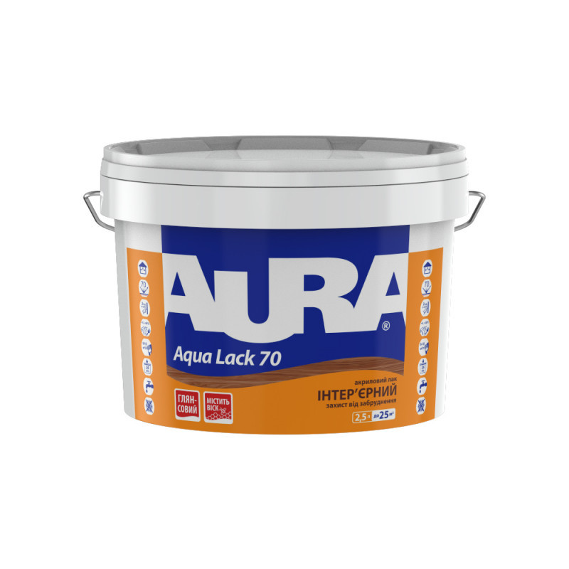 Aura Aqua Lack 70, лак для стен акриловый, глянцевый, 2,5л - фото 1 - id-p1701880751