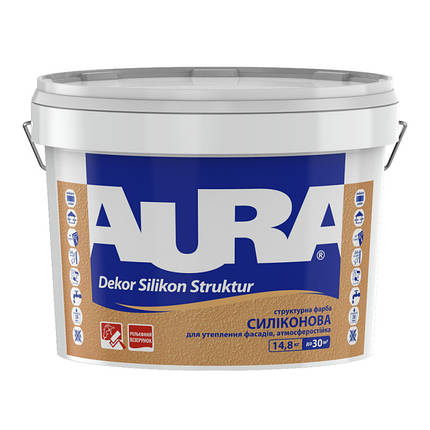 Фасадні фарби AURA Dekor Silikon Struktur, структурна силіконова фасадна фарба, фото 2