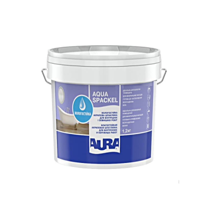 Aura Luxpro Aqua Spackel, вологостійка шпаклівка полімерна для внутрішніх і фасадних робіт, 1,2кг