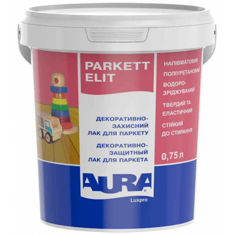 Паркетний поліуретановий водорозріджуваний напівматовий лак Aura Luxpro Parkett Elit Matt, 0,75л