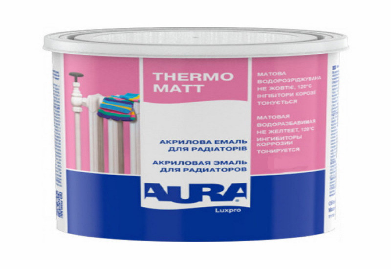 Універсальні емалі AURA Luxpro Thermo Matt, матова водорозбавима емаль для радіаторів