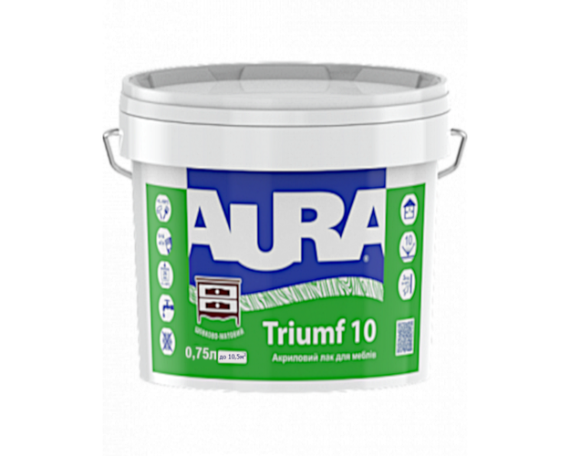 Aura Triumf 10, акриловый лак для мебели, шелковисто-матовый, 0,75л - фото 1 - id-p1701880911