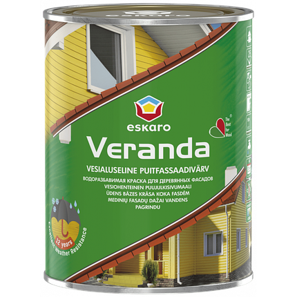 Veranda Eskaro, олійно-акрилова захисна фарба для деревини TR (прозора база) 0,9л, фото 2
