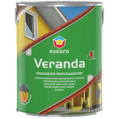 Eskaro Veranda, фасадна фарба для дерев’яних будинків на водній основі, біла, 2,85л