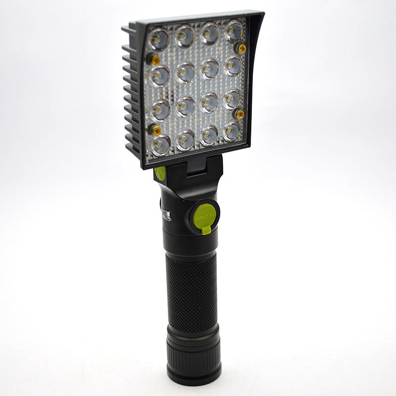 Ліхтар ручний LED з магнітом на акумуляторі та гачком Black Чорний