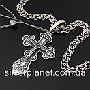 Срібна цепочка чоловіча з хрестиком чоловіча бісмарк. Ажурний срібний хрестик освячений і ланцюжок 925. 55 см, фото 9