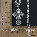 Срібна цепочка чоловіча з хрестиком чоловіча бісмарк. Ажурний срібний хрестик освячений і ланцюжок 925. 55 см, фото 5
