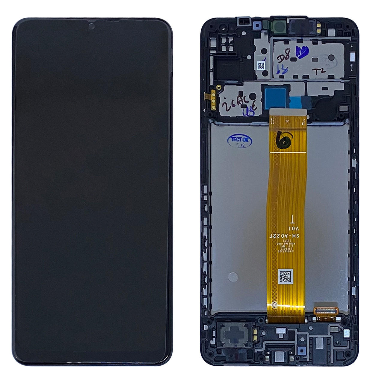 Дисплейний модуль (екран) для Samsung A022 Чорний з рамкою Оригінал 100% SERVICE PACK GH82-25043A
