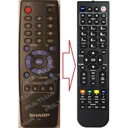 Пульт для телевізора SHARP GA876SA (аналог), фото 1