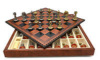 Шахматы шашки + нарды Italfama "Король" материал кожа размер 35*35 см Цвет коричневый