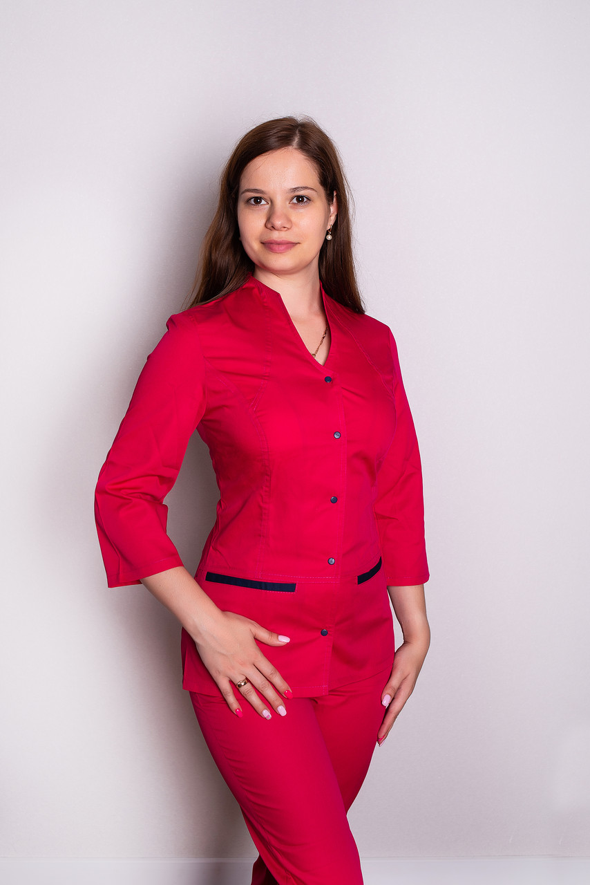 Костюм медичний жіночий Камілла (коттон, малина-синій, р. 42-50) Марія