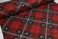 Новорічна тканина для скатертин серветок декоративних подушок Туреччина Новорічна клітина червона із чорним