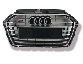 Решітка радіатора Audi A3 2016-2020 стиль S3 (чорна з хромом)
