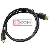 HDMI кабель TCOM версия-1.4, Ø6мм, "позолоченный", 1м, чёрный