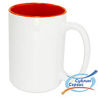 Чашка для сублимации BIG 425мл,цветная внутри (Оранжевая).