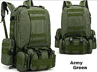 Тактический штурмовой армейский военный модульный полевой рюкзак с подсумками на 60 л (черный зеленый койот)