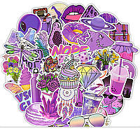 Набор виниловых наклеек стикеров (наклеек) фиолетовая тема Стикербомбинг на авто телефон ноутбук