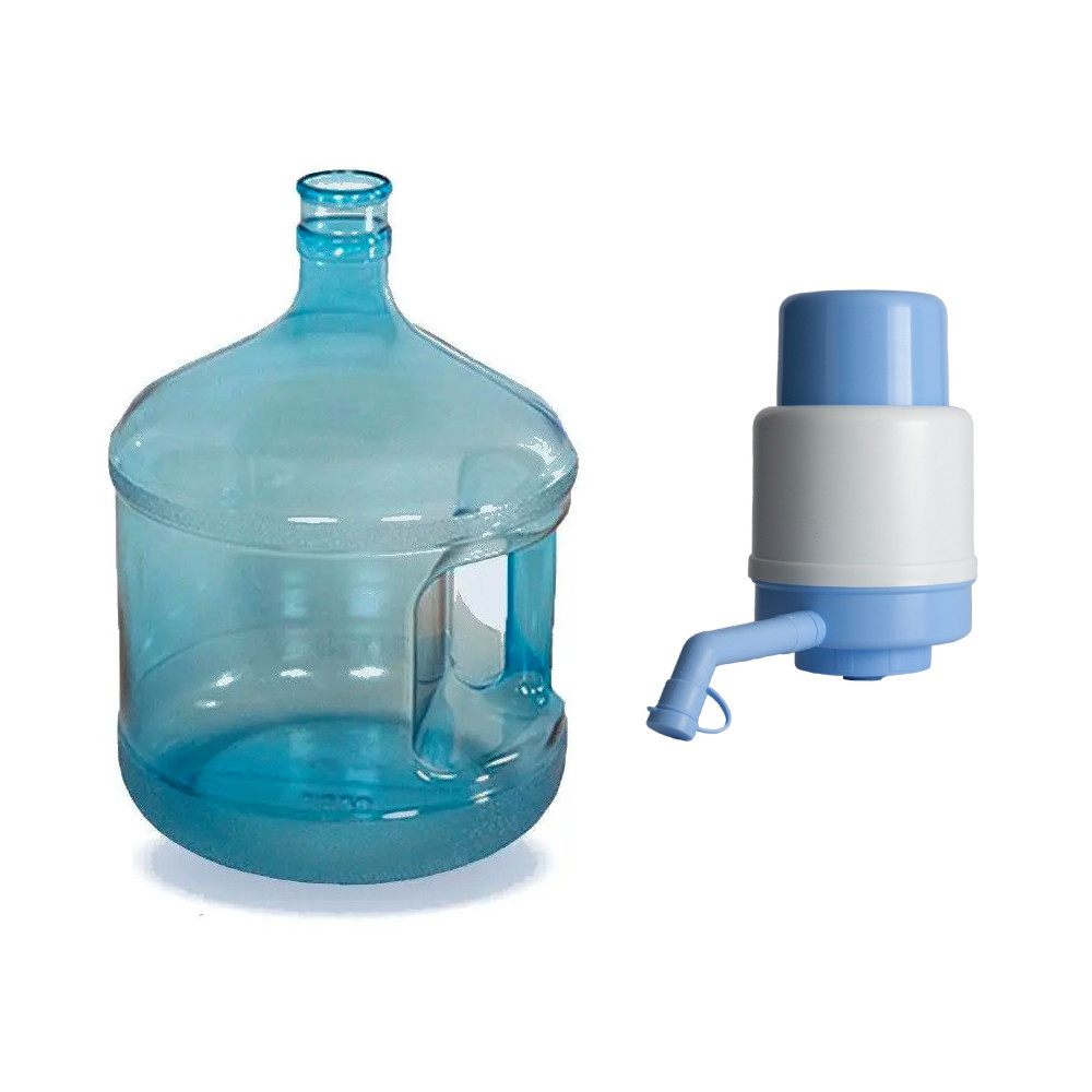 Бутель 13 л ПК з ручкою + помпа механічна голуба Blue Rain Comfort