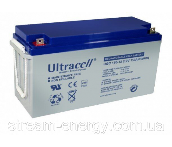 Акумулятор для ДБЖ 150ач Ultracell UCG150-12 GEL, 12v - для дому, для квартири, для котла, насоса, ноутбука Застосування: • джерел