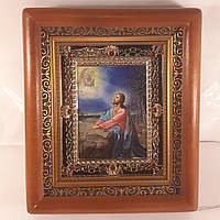 Ікона Моління про чашу, лик 10х12 см, у коричневому дерев'яному кіоті з камінням