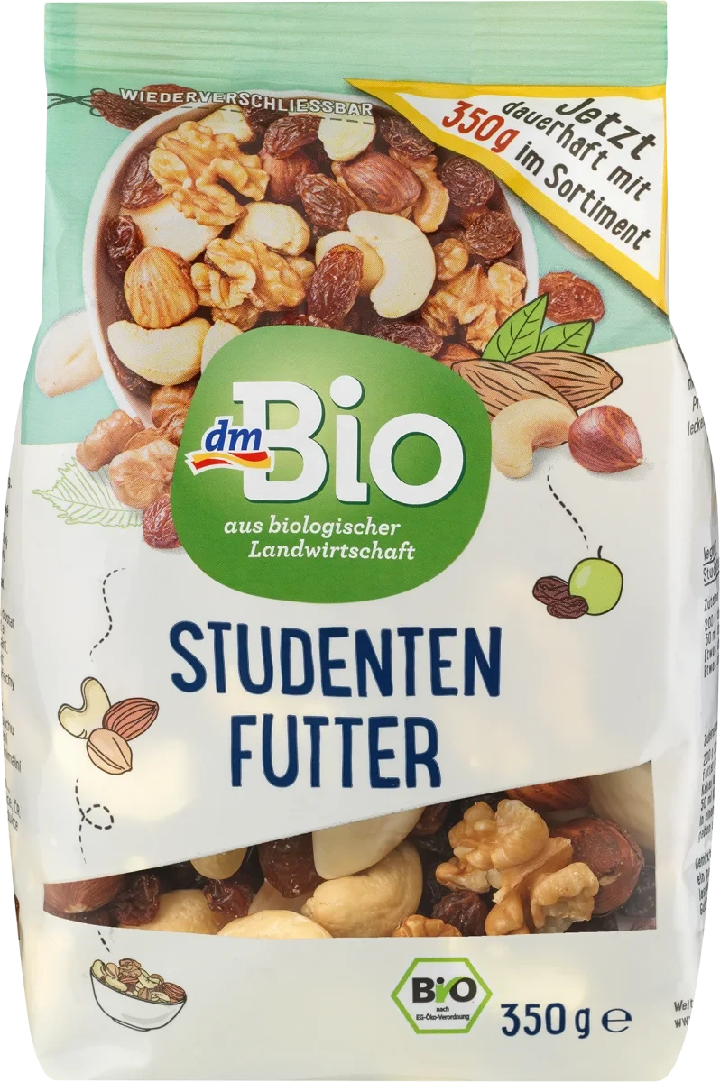 Органічний мікс з горіхів і сухофруктів dm Bio Studentenfutter, 350 г