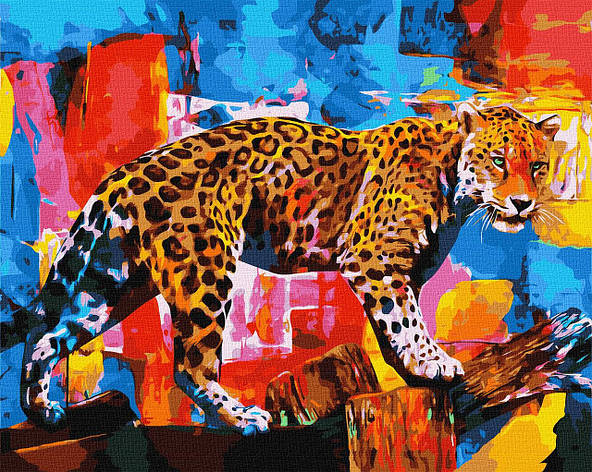 Картина за номерами Яскравий леопард 40х50 см Ідейка (КНО4338), фото 2