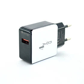 Зарядний пристрій USB 4you A40 (18W, Fast Charger QC 3.0) black/white