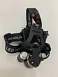 Ліхтар налобний світлодіодний High Power Headlamp 3xT6, фото 5