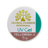 Гель для наращивания ногтей, камуфляж-3, Global Fashion Yellowish-3, 15g