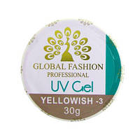 Гель для наращивания ногтей, камуфляж-3, Global Fashion Yellowish-3, 30g