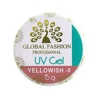 Гель для наращивания ногтей, камуфляж-5, Global Fashion Yellowish-5, 15g