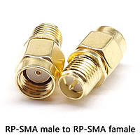 Латунный SMA переходник с RP-SMA male на RP-SMA female со штырьком с 1-й стороны