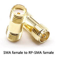 Латунный SMA переходник с SMA female на RP-SMA female со штырьком с одной стороны
