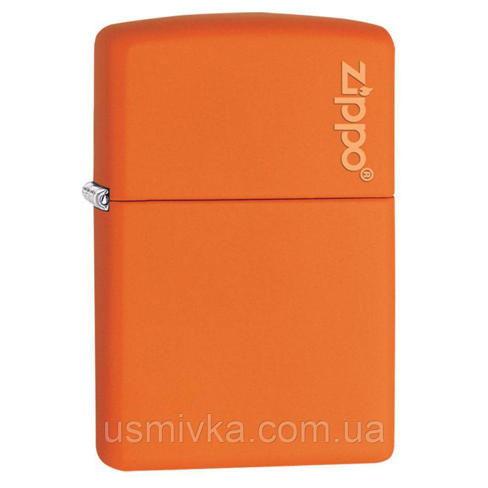 Zippo Classic Orange Matte Zippo Logo 231ZL запальничка тонка матова жовтогаряча, фото 1