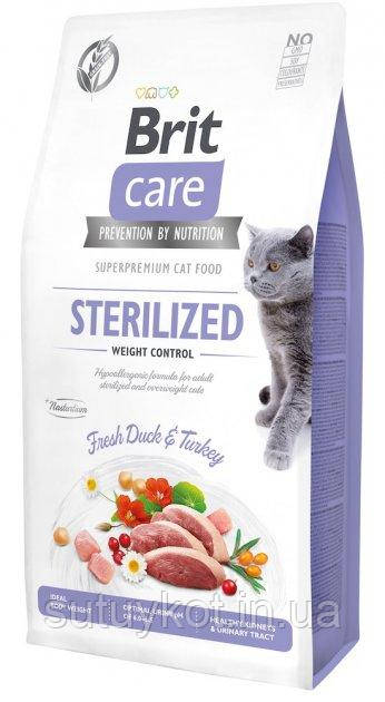 Brit Care Cat GF Sterilized Weight Control Бріт Кеа для стерилізованих кішок з зайвою вагою з качкою, 2 кг