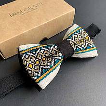 Краватка-метелик I&M Craft бежевий з українською вишивкою (010306)