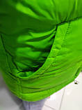 Куртка коротка молодіжна з капюшоном осінь-зима, Куртка зимова жиноча молодіжна плащівка, синтепон,зелена, фото 6