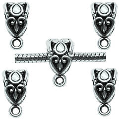 Набір 5 шт Бейл 14 мм Серцеві Мотиви, Метал Колір Срібло, Тримач Кулона Підвіски, Фурнітура, Бейли