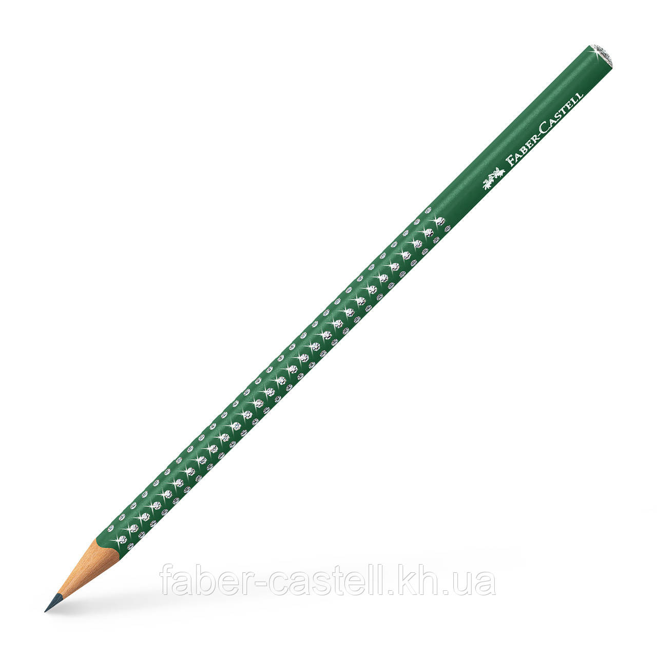 Олівець чорнографітний Faber-Castell Grip Sparkle forest green, корпус зелений, 118239