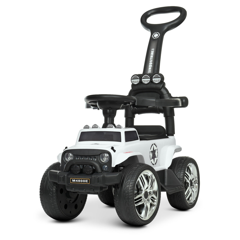 Дитячий електромобіль Джип Каталка толокар BAMBI Racer M 4800E-1 Білий з батьківською ручкою, фото 1