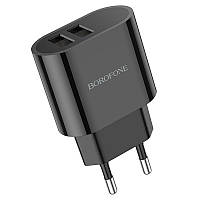 Зарядное устройство USB BOROFONE BA63A LED 2USB 2.4A Black