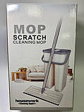Швабра та Відро Scratch Cleaning Mop зі складаною ручкою та системою віджимання насадки мікрофібри 4,5 л Молочний беж, фото 9