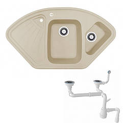 Кутова мийка "Слонова кістка" 1060х575 Adamant Consensus іворі 08