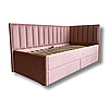 Дитяче м'яке кутове ліжко з ящиками MeBelle KAYA 90х190 см, м'ятний бірюзовий велюр (легке чищення), фото 8