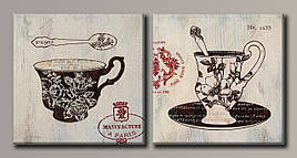 Картина модульна HolstArt Чашечки кави 40x82,5 см 2 модулі арт.HAD-019
